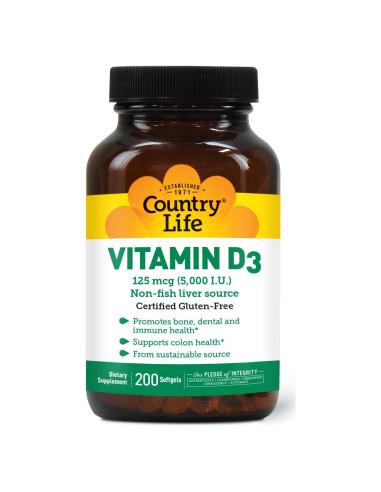 Vitamina D3 5000 UI Country Life - Salud Inmunológica y Ósea