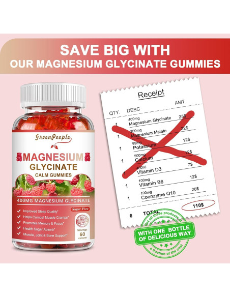 Gomitas de Glicinato de Magnesio 400mg GREENPEOPLE - Sin Azúcar Gomitas de Glicinato de Magnesio 400mg GREENPEOPLE - Sin Azúcar