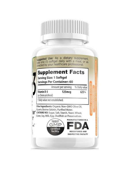 Suplemento Vitamina D3 5000 IU Forte Naturals 60 Geles Blandos Suplemento Vitamina D3 5000 IU Forte Naturals 60 Geles Blandos