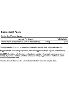 Complejo de Vitamina D Swanson 50 mcg - 60 Cápsulas Vegetales 2