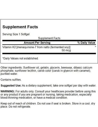 Vitamina K2 Swanson Menaquinona-7 50 mcg 90 Geles
