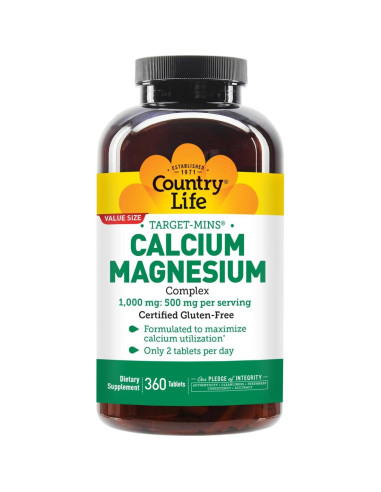 Suplemento de Calcio y Magnesio Country Life 1000mg 500mg