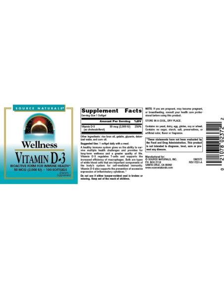 Vitamina D-3 Source Naturals 22.68g para Salud Inmunológica Vitamina D-3 Source Naturals 22.68g para Salud Inmunológica