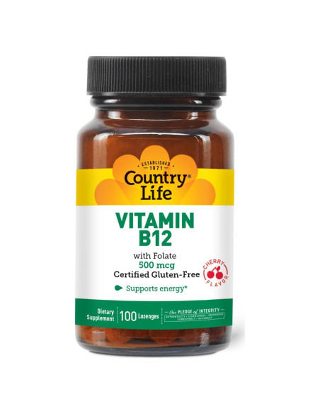 Vitamina B12 con Folato Country Life 500mcg 100 Pastillas Vitamina B12 con Folato Country Life 500mcg 100 Pastillas