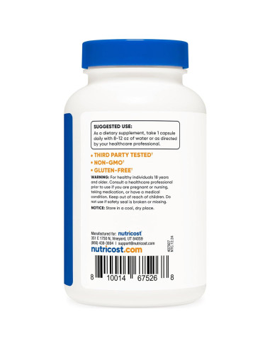 Nutricost Biotina 10,000 mcg - 240 Cápsulas Vegetariano