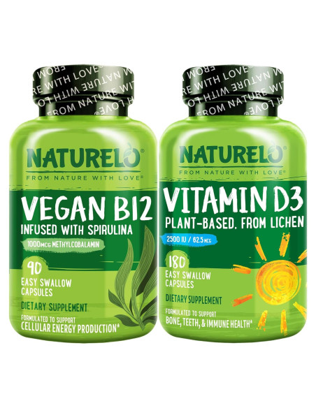 NATURELO Vitamina D3 Vegana 180 Cápsulas + B12 90 Cápsulas NATURELO Vitamina D3 Vegana 180 Cápsulas + B12 90 Cápsulas