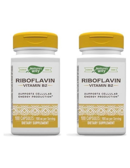 Riboflavina Nature's Way 100mg 100 Cápsulas (Paquete de 2) Riboflavina Nature's Way 100mg 100 Cápsulas (Paquete de 2)