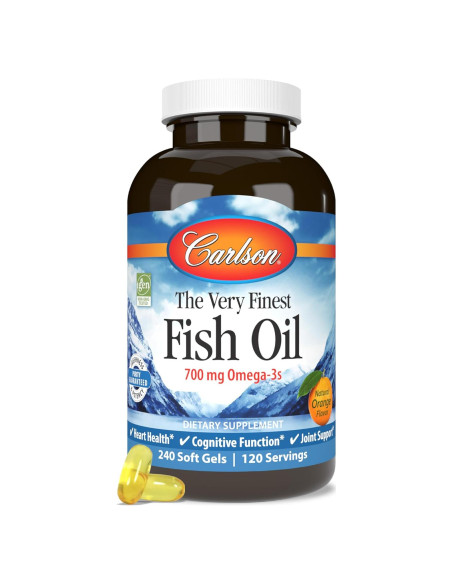 Aceite de Pescado Carlson 700 mg Omega-3s Naranja 240 Cápsulas Aceite de Pescado Carlson 700 mg Omega-3s Naranja 240 Cápsulas