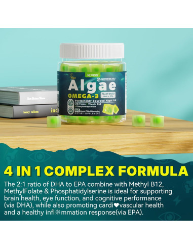 Suplemento Omega 3 Vegano NEVISS 60 Gomitas Sin Azúcar