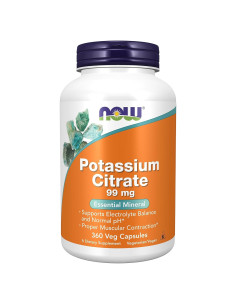 Citrato de Potasio NOW Foods 99 mg 360 Cápsulas Veganas
