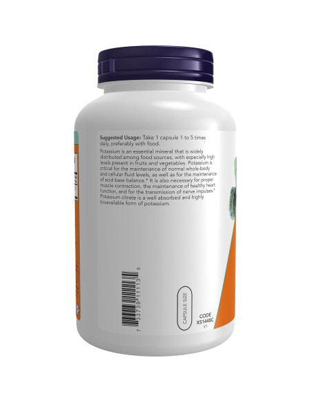 Citrato de Potasio NOW Foods 99 mg 360 Cápsulas Veganas Citrato de Potasio NOW Foods 99 mg 360 Cápsulas Veganas