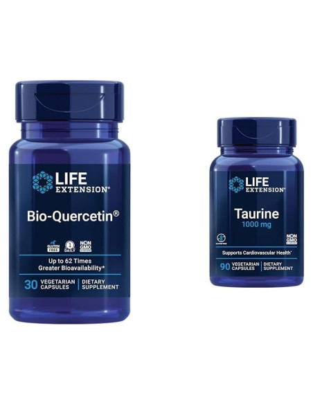 Paquete de Suplementos Life Extension: Bio-Quercetina 30 Cápsulas + Taurina 1000mg 90 Cápsulas Paquete de Suplementos Life Extension: Bio-Quercetina 30 Cápsulas + Taurina 1000mg 90 Cápsulas
