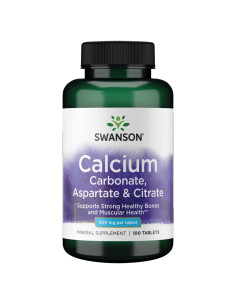Suplemento de Calcio Swanson 500 mg 100 Tabletas Salud Ósea