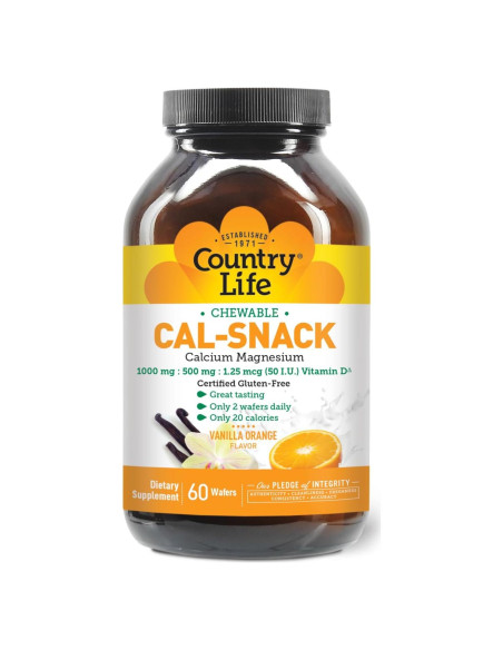 Cal-Snack Country Life 60 Wafers Calcio Magnesio Vitamina D Cal-Snack Country Life 60 Wafers Calcio Magnesio Vitamina D