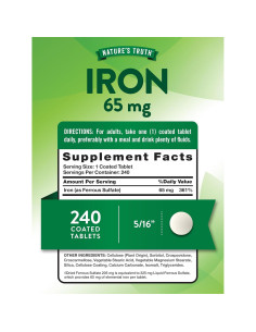 Tabletas de Hierro La Verdad de la Naturaleza 65mg - 240 Unidades 2