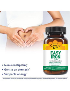 Cápsulas de Hierro Fácil 25mg Country Life - Suave y Vegano 2