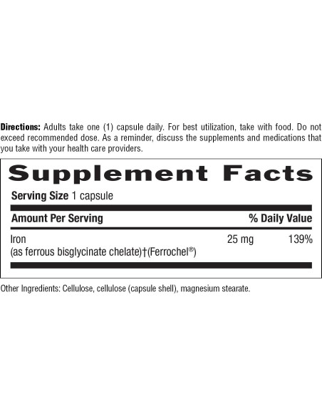 Cápsulas de Hierro Fácil 25mg Country Life - Suave y Vegano Cápsulas de Hierro Fácil 25mg Country Life - Suave y Vegano