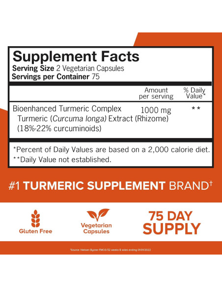 Suplemento de Cúrcuma Qunol Curcumina 1000mg 150 Cápsulas Suplemento de Cúrcuma Qunol Curcumina 1000mg 150 Cápsulas