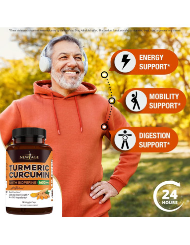 Cápsulas de Cúrcuma Curcumina New Age - 180 Unidades - No OGM