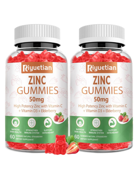Gomitas de Zinc 50mg Riyuetian con Vitamina C y D3 - 2 Paquetes Gomitas de Zinc 50mg Riyuetian con Vitamina C y D3 - 2 Paquetes