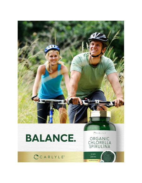 Tabletas de Chlorella y Espirulina Orgánica Carlyle 1300 mg Tabletas de Chlorella y Espirulina Orgánica Carlyle 1300 mg