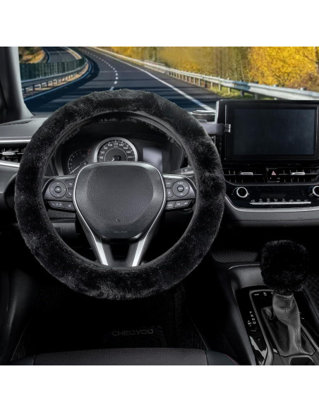 Cubierta de Volante de Piel de Pelo SEG Direct Set 2 PZS Negro Cubierta de Volante de Piel de Pelo SEG Direct Set 2 PZS Negro