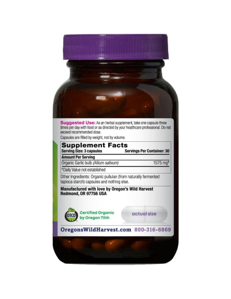 Cápsulas de Ajo Orgánico Oregon's Wild Harvest 90 Unidades 1575 mg Cápsulas de Ajo Orgánico Oregon's Wild Harvest 90 Unidades 1575 mg