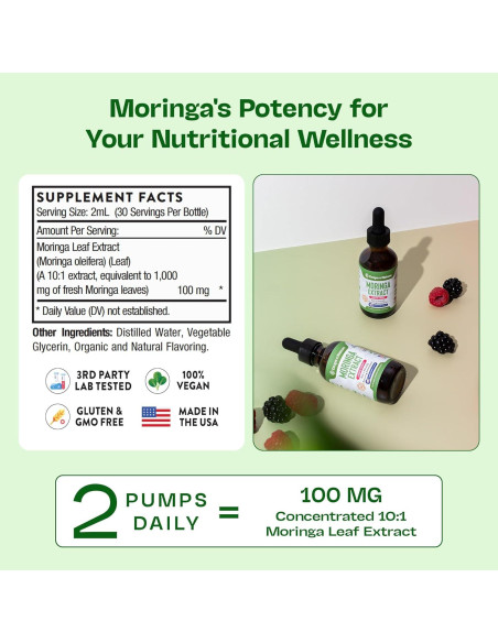 Suplemento Líquido de Moringa Gotas de Naturaleza 60 mL Vegano Suplemento Líquido de Moringa Gotas de Naturaleza 60 mL Vegano