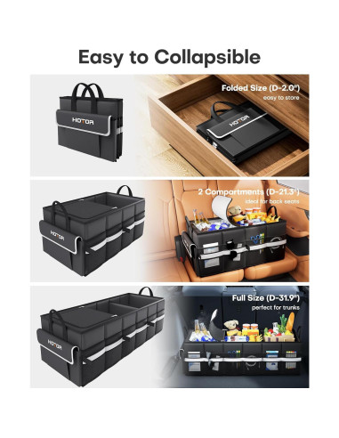 Organizador de Maletero HOTOR con Enfriador 69L Plegable Negro
