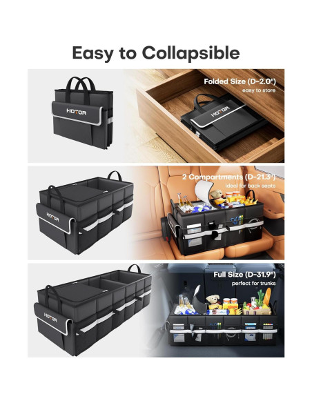 Organizador de Maletero HOTOR con Enfriador 69L Plegable Negro Organizador de Maletero HOTOR con Enfriador 69L Plegable Negro