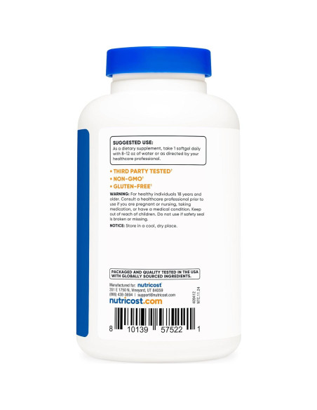 Aceite de Semilla de Linaza Nutricost 1200mg 120 gelatinas Aceite de Semilla de Linaza Nutricost 1200mg 120 gelatinas