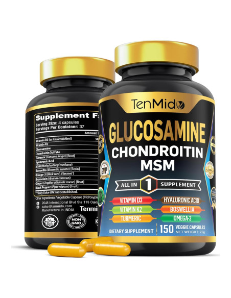 Suplemento de Glucosamina Condroitina MSM Tenmido 150 Cápsulas Suplemento de Glucosamina Condroitina MSM Tenmido 150 Cápsulas
