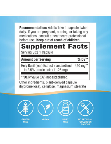 Extracto de Albahaca Sagrada Nature's Way 450 mg 60 Cápsulas Veganas