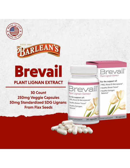 Cápsulas Brevail Barlean's 50mg Lignanos SDG Salud Seno 30u Cápsulas Brevail Barlean's 50mg Lignanos SDG Salud Seno 30u