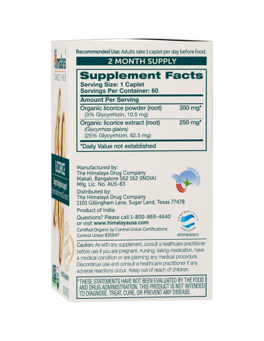 Suplemento Digestivo Herbal Himalaya Regaliz Orgánico 60 Tabletas