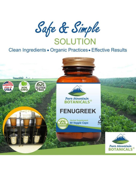 Cápsulas de Fenogreco Orgánico Pure Mountain 600mg Veganas Cápsulas de Fenogreco Orgánico Pure Mountain 600mg Veganas