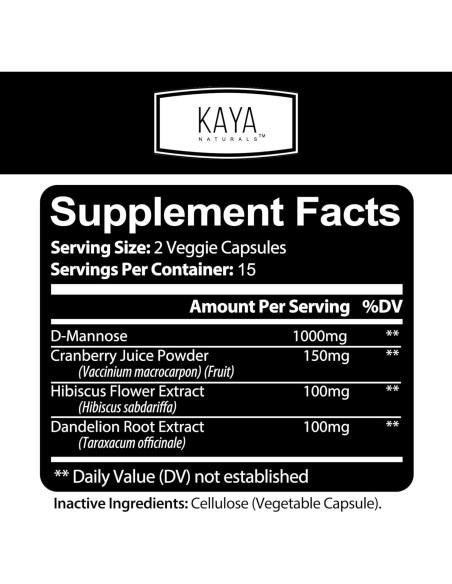 Suplemento D-Mannose Kaya Naturals 30 Cápsulas Vegetales Suplemento D-Mannose Kaya Naturals 30 Cápsulas Vegetales