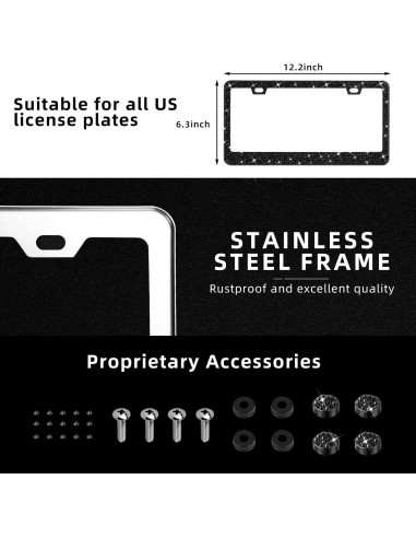 Marco de Placa de Licencia Brillante OKLPF Negro 2PCS con Cristales
