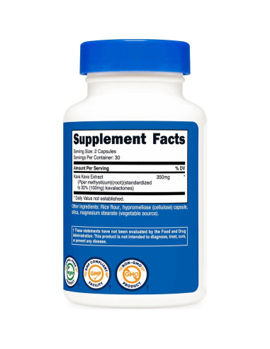 Cápsulas de Kava Kava Nutricost 350 MG 60 Cápsulas Veganas
