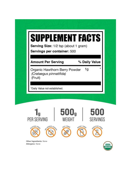 Polvo de Baya de Espino Orgánico BulkSupplements 500g Vegano Polvo de Baya de Espino Orgánico BulkSupplements 500g Vegano