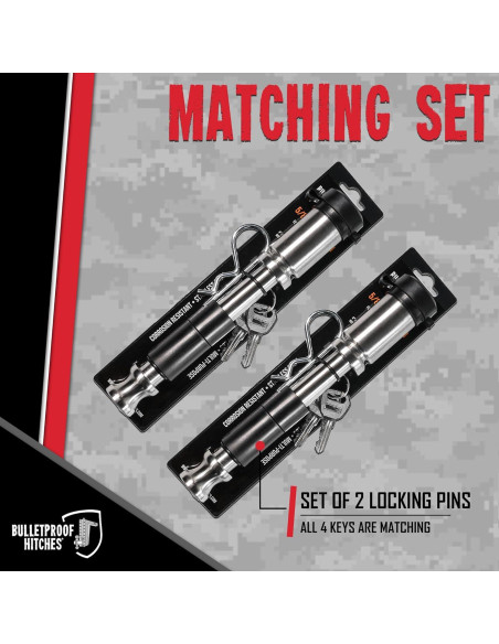 Pasadores de bloqueo BulletProof Hitches 5/8" Plata - 2 Paquete Pasadores de bloqueo BulletProof Hitches 5/8" Plata - 2 Paquete