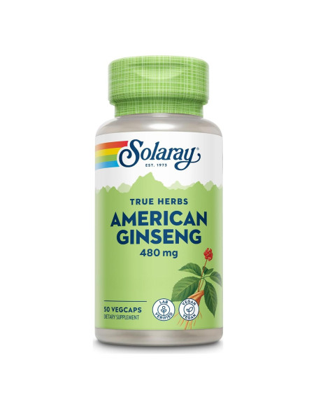 Ginseng Americano Solaray 480 mg - 50 VegCaps - Adaptógeno Ginseng Americano Solaray 480 mg - 50 VegCaps - Adaptógeno