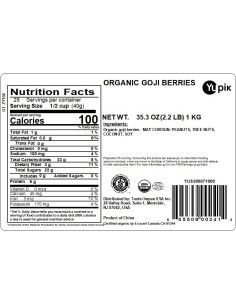 Bayas de Goji Secas Orgánicas Yupik 1 kg, Sin Gluten, Vegano 2