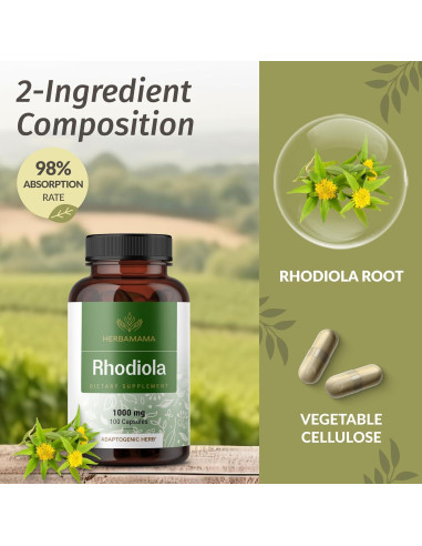 Cápsulas de Rhodiola Rosea Herbamama 1000mg - 100 Unidades