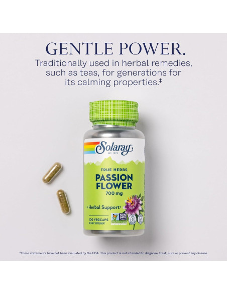 Cápsulas de Flor de Pasión Solaray 700 mg - Veganas, 100 VegCaps Cápsulas de Flor de Pasión Solaray 700 mg - Veganas, 100 VegCaps