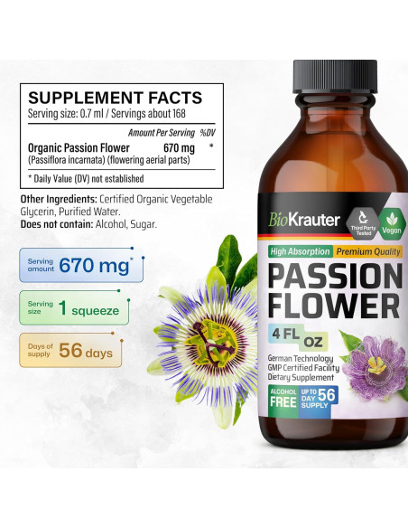 Tinte de Flor de Pasión BIO KRAUTER 120 ml Vegano Sin Alcohol Tinte de Flor de Pasión BIO KRAUTER 120 ml Vegano Sin Alcohol