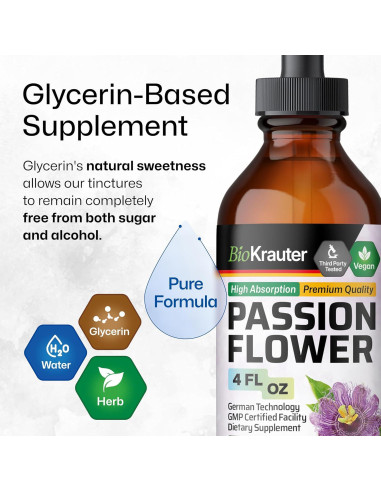 Tinte de Flor de Pasión BIO KRAUTER 120 ml Vegano Sin Alcohol