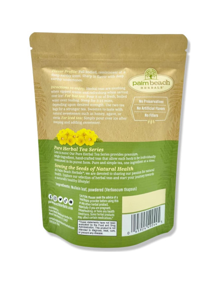 Té Herbal de Hoja de Mullein 30 Bolsas - Palm Beach Té Herbal de Hoja de Mullein 30 Bolsas - Palm Beach