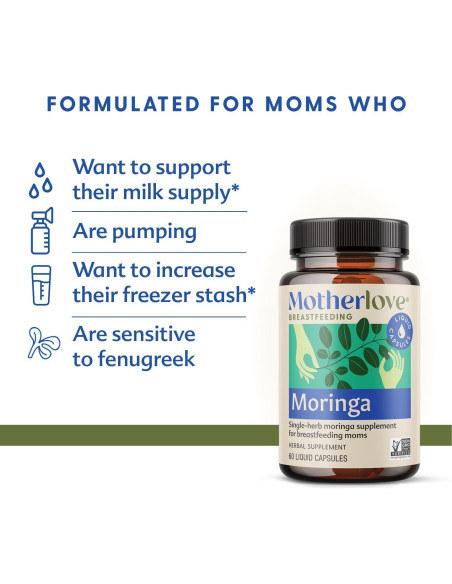 Suplemento de Lactancia Motherlove Moringa 240 Cápsulas Orgánicas Suplemento de Lactancia Motherlove Moringa 240 Cápsulas Orgánicas