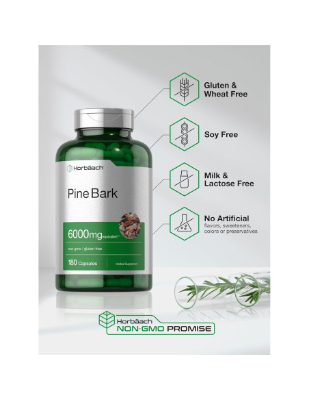 Extracto de Corteza de Pino Horbach 6000 mg 180 Cápsulas Antioxidantes Extracto de Corteza de Pino Horbach 6000 mg 180 Cápsulas Antioxidantes